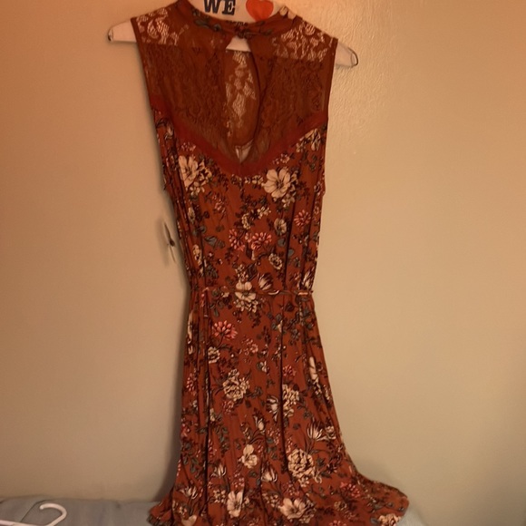 Torrid Trapeze Mini Dress - Super Soft Floral Rust - Picture 5 of 7